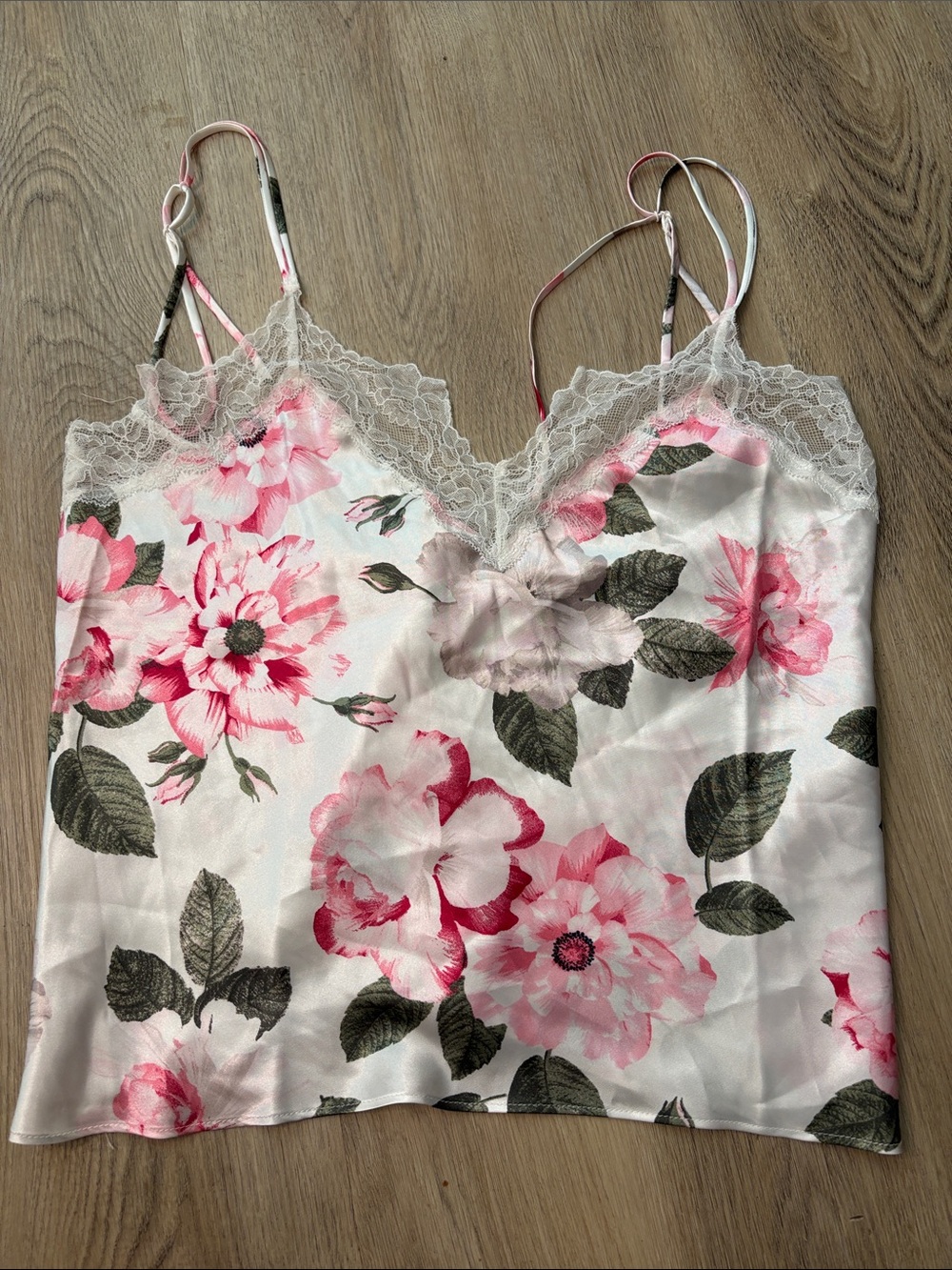 In Bloom by Jonquil Jovie Floral Satin Lace Trim Cami Pajama Sleep Top large